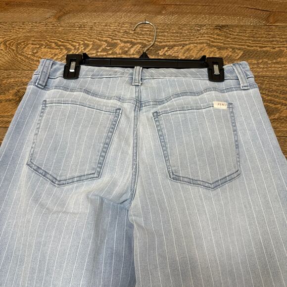 Jen7 For All Mankind Cropped Wide Leg Jeans Blue Pinstripe Stretch Denim Size 8 - Picture 4 of 10